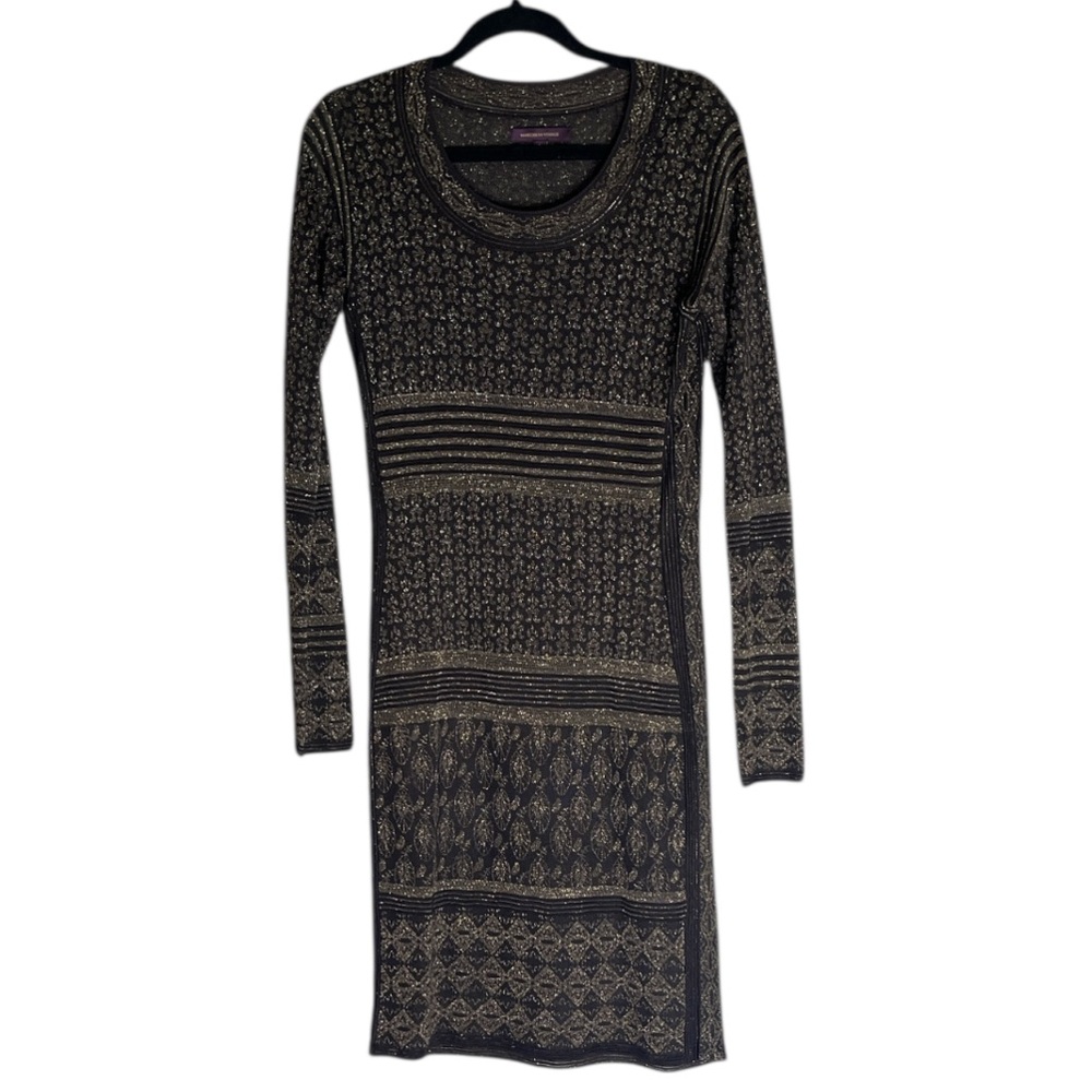 Marchesa voyage Black and Gold Long Sleeve Dress Size: L